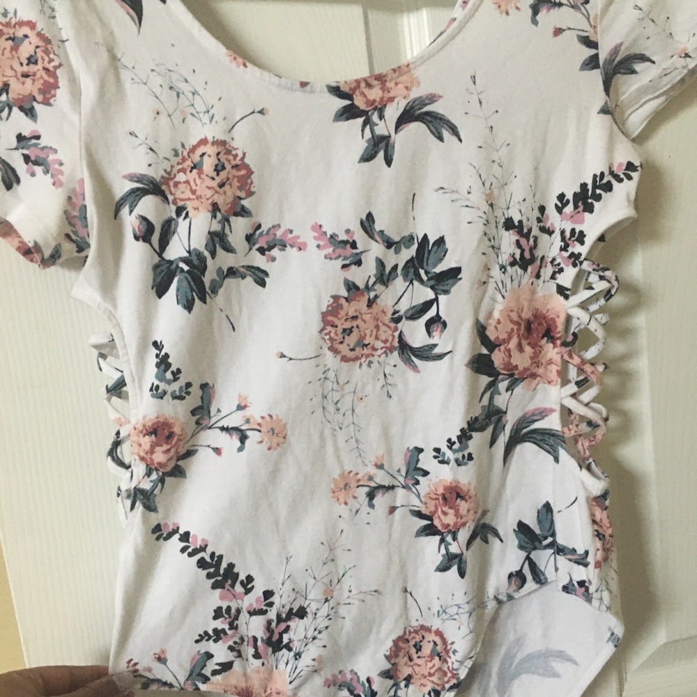 Floral Lattice-Detail Bodysuit